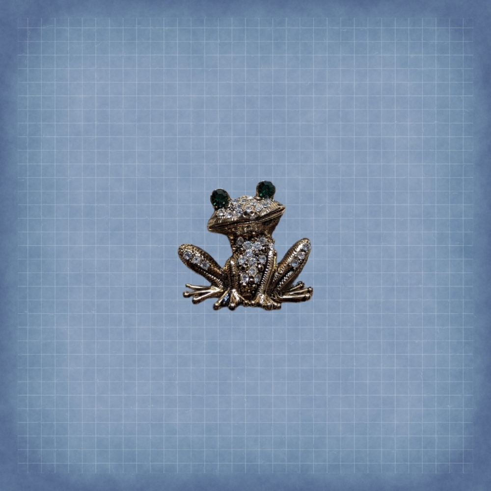 Vintage Gemstoned Frog Lapel Pin